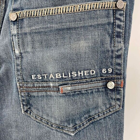 Coogi Australia Men's Distressed Relaxed Straight Jeans Blue Denim Size W34 L32 - Picture 10 of 13